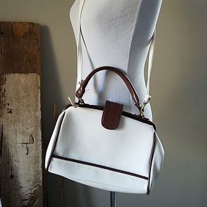 White and brown vintage purse